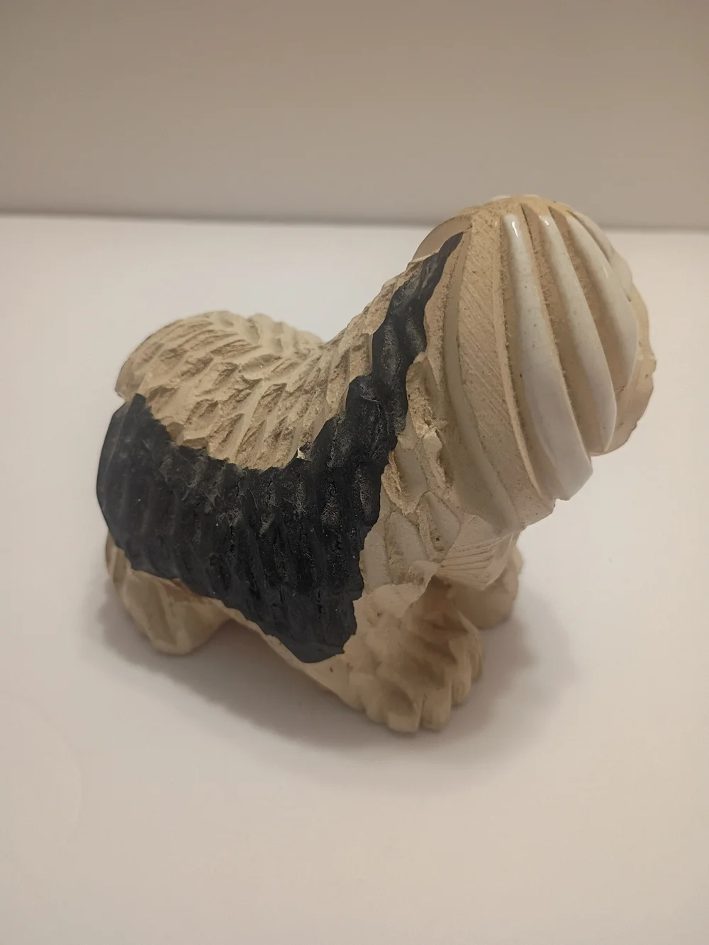 Artesania Rinconada Sheep Dog Figurine with Red Glass  Tongue